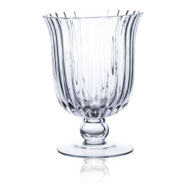 Bauchige Glas Pokalvase Dekoglas geriffelt klar 1 Stk. 21,5x15 cm