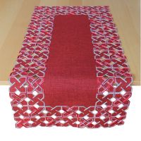 Tischläufer Kurbelstickerei grafisch rot silber Polyester 1 Stk 40x85 cm