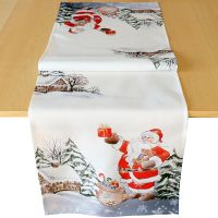 Tischläufer Mitteldecke Weihnachtsmann Druck bunt Tischwäsche 1 Stk 40x140 cm