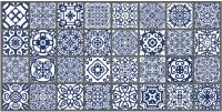 Teppichläufer Küchenläufer Teppich Retro Fliesen blau weiß waschbar in 60x120 cm