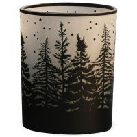 Windlicht Tannenbäume schwarz Teelichthalter 10x12,5 cm