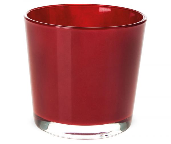 Glastopf Teelichtglas rund Pflanzgefäß Übertopf Glas rot 1 Stk 11,5x11 cm