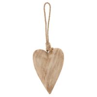 Holzherz Herz hängend mit Kordel Hängedeko aus Holz weiß 1 Stk 10x2x15-30 cm