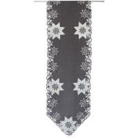Tischläufer Mitteldecke Sterne Weihnachten Stick grau silber Poly 45x140 cm