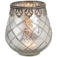 Teelichtglas orientalisch Windlicht silber antik Glas & Metall – in 3 Größen