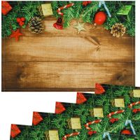 Tischsets Stoff CLOTH waschbar Geschenke Zapfen Girlande Holz Weihnachten 6er