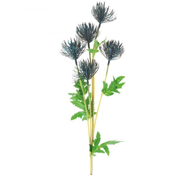 Chrysanthemenzweig mit Blüten und Blättern Kunststoff 1 Stk 73 cm blau dunkelblau