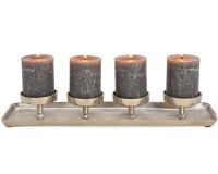 4 Kerzenhalter Tablett Adventsgesteck für Stumpenkerzen Metall silber 1 Stk 44 cm