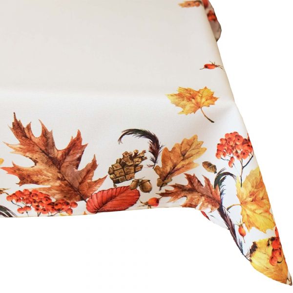 Tischtuch Tischdecke Druck bunt Blätter Herbstlaub Tischwäsche 130x170 cm
