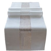 Tischläufer Mitteldecke Durchbrochene Ornamente wollweiß Tischwäsche 40x140 cm