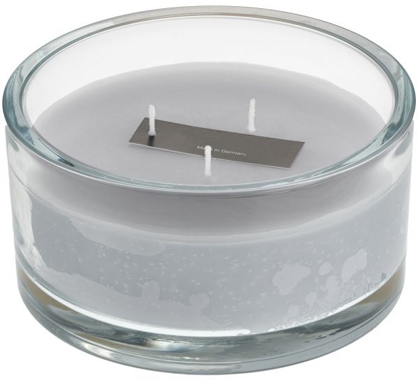Kerze im Glas 3-Dochtkerze einfarbig uni oval Ø 15x8 cm granit