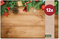 Tischsets Platzsets MOTIV abwaschbar Geschenke Zapfen Holz Weihnachten 12er