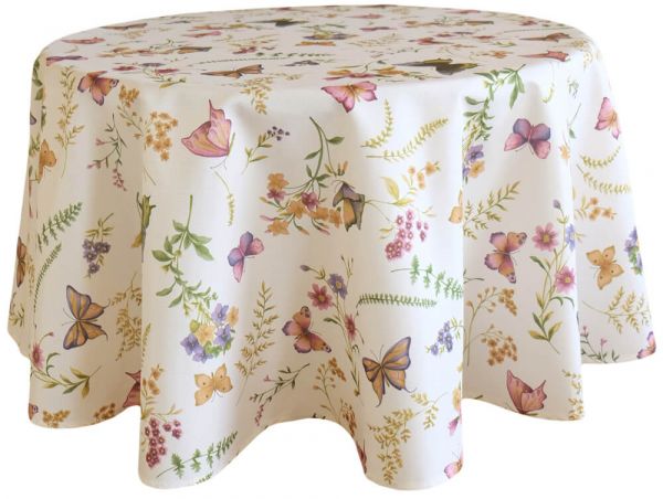 Tischtuch Tischdecke Schmetterlinge Textil Druck bunt Tischwäsche Ø 170 cm