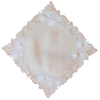 Tischdecke Blüten Bordüre Ton in Ton Stick beige Polyester 1 Stk 35x35 cm