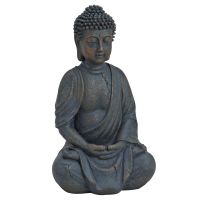 Buddha Figur Deko sitzend Garten Dekofigur braun 25 cm