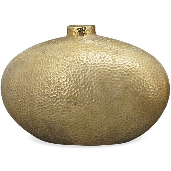 Blumenvase Vase bauchig Dekovase gehämmert Struktur oval gold Ø 32,5 cm