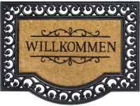 Fußmatte Fußabstreifer KOKOS Ornamente Gummirand & Willkommen 60x80 cm rutschfest