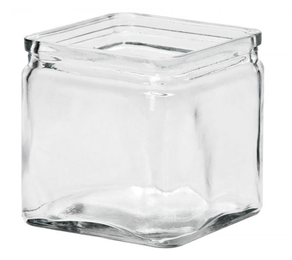 Glastopf Quader Pflanztopf Würfel dickes Glas Einkerbung klar 1 Stk 12x12x12 cm