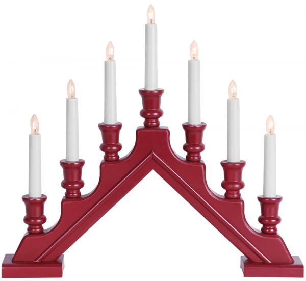 Weihnachtsleuchter Kerzenleuchter 7-flammig Holz weiß & Schalter 1 Stk 43x38 cm