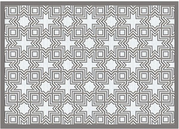 Fußmatte Fußabstreifer DECOR Kacheln Retro Stern grau weiß waschbar 50x70 cm