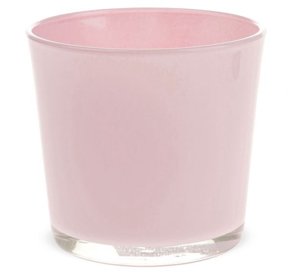 Glastopf Pflanzgefäß Teelichtglas rund Übertopf Glas rosa 1 Stk 11,5x11 cm