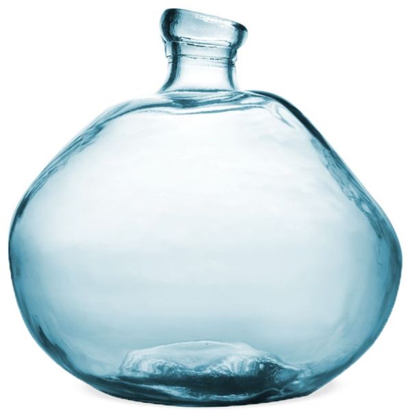 Vase Blumenvase bauchig Pflanzgefäß rund Glasvase klar blau Ø 33x33 cm