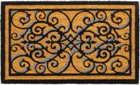 Fußmatte Kokosmatte Indoor Ornamente natur schwarz rechteckig 1 Stk - 45x75 cm