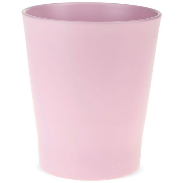 Runder matter Orchideentopf mit Steg Übertopf Keramik Ø 14x15 cm 1 Stk rosa