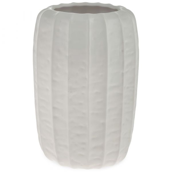 Vase leichte Rillenstruktur Dekovase Pflanzgefäß Keramik weiß matt 1 Stk 21 cm