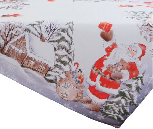 Tischdecke Mitteldecke Weihnachtsmann Druck bunt Tischwäsche 1 Stk 85x85 cm