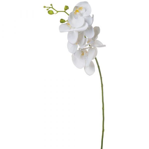 Deko Orchidee mit Blüte, Knospe und Real Touch Gefühl 80 cm 1 Stk weiß
