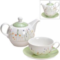 Tea For One Geschenk Box - Porzellan zarte Blumen – Teekanne, Tasse & Teller