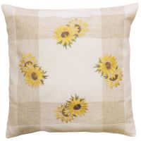Kissenbezug Kissenhülle Sonnenblumen Streifen beige & Stick bunt 1 Stk 40x40 cm