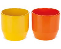 Keramik Blumentöpfe Pflanzgefäße konisch einfarbig uni gelb orange 2er Ø 15 cm