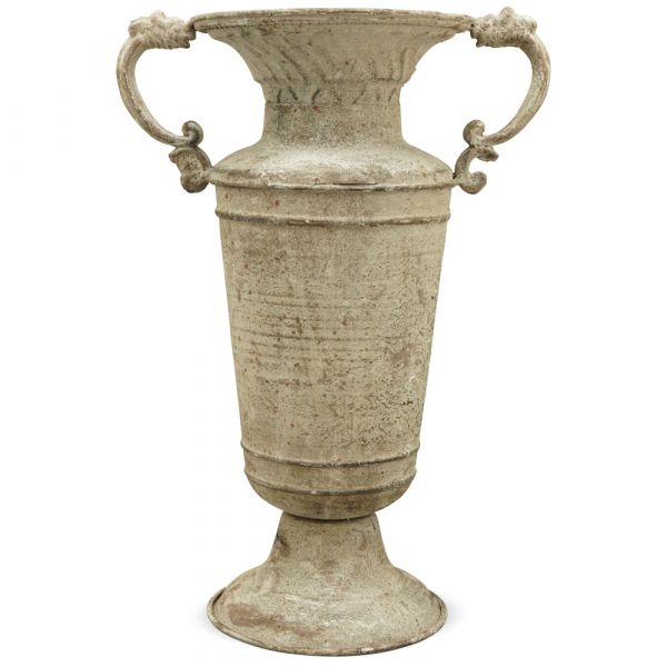 Vase Amphore Pflanzgefäß Metall Steinoptik Gartendeko beige 1 Stk 25x16x37 cm