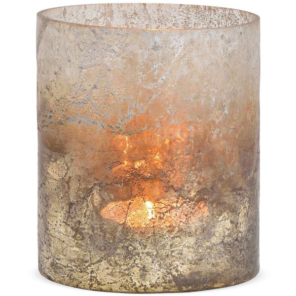 Windlicht / Teelichtglas dickes Glas Shabby Vintagelook grau 1 Stk Ø 12x14  cm kaufen