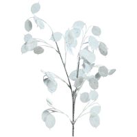 Kunstzweig Silberblatt Lunaria Dekozweig Deko Kunststoff weiß Glimmer 1 Stk 73 cm