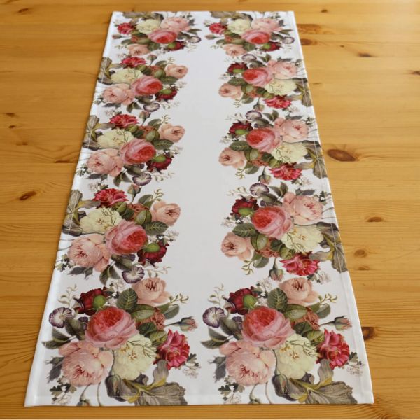Tischläufer Mitteldecke farbenfrohe Rosen Druck bunt Tischwäsche 40x90cm