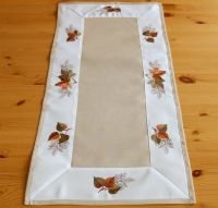 Tischläufer Mitteldecke Stick Blätter Motiv beige-bunt Tischwäsche 40x90 cm