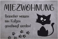 Fußmatte Fußabstreifer DECOR Katze Comic Miezwohnung Spruch grau waschbar 40x60