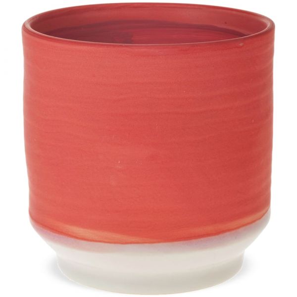 Keramiktopf Blumentopf gerillt zweifarbig koralle weiß Keramik Ø 13x13 cm