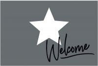 Fußmatte Fußabstreifer DECOR Welcome & Stern weiß & grau waschbar 40x60 cm
