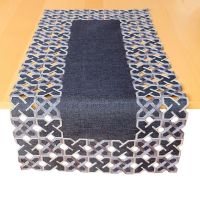 Tischläufer Kurbelstickerei grafisch dunkelgrau grau Polyester 1 Stk 40x85 cm