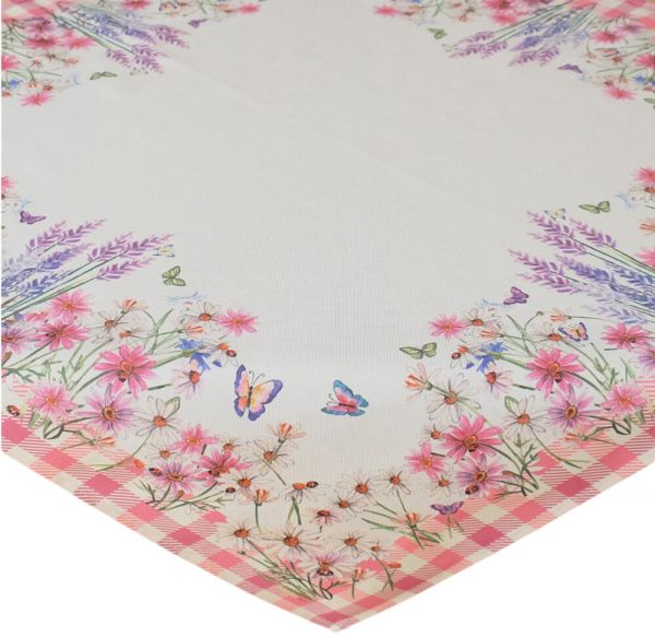 Tischdecke Mitteldecke Blumen Schmetterlinge Druck bunt Tischwäsche 85x85 cm