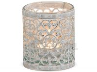 Windlicht Teelichtglas Orientalisches Muster Metall silber antik – 3 Größen