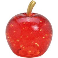 Apfel & 40er LED Licht & Timer Dekoapfel Dekoobst Glas Obst rot 1 Stk Ø 27 cm