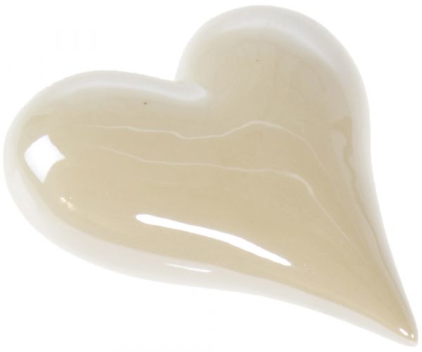 Herz zum Hinlegen Deko Tischdekoration glänzend Porzellan weiß 1 Stk 14,5x12 cm