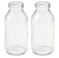 Glasvasen Vasen Milchflaschen Glasflaschen Flaschenform 2er Set je Ø 5x10,5 cm
