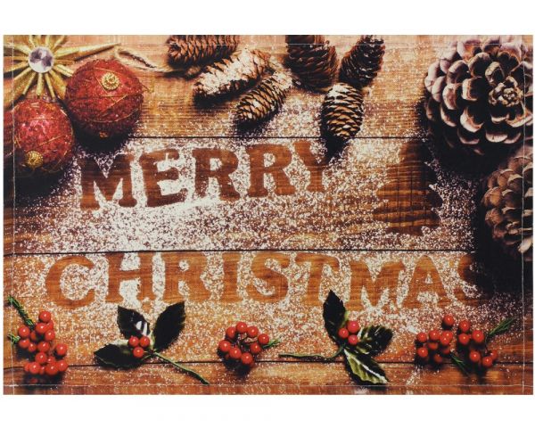 Tischset Platzset Textil CLOTH Weihnachtsdeko MERRY CHRISTMAS rot braun 45x30 cm