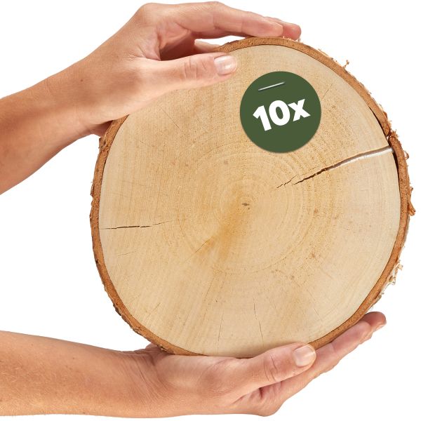 Baumscheiben 10 Stk. in 18 - 22 cm für Basteln Dekorieren